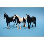 Two modern Beswick horses and a Beswick 'CH Black