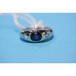 An 18ct white gold sapphire ring.