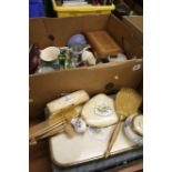 Box of assorted , dressing table set etc.