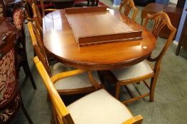 Yew dining table and six chairs