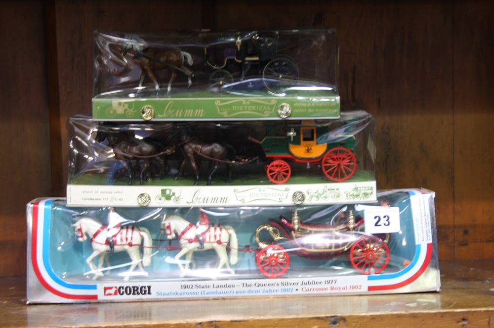 3 Boxed die cast carriages