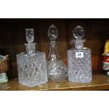 3 Cut Glass decanters