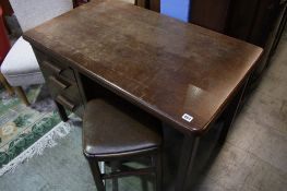 Oak desk and stool