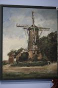 Hendrik Cornelis Kranenburg 1917-1987 Oil on Canvas signed 'Windmill' 59x49cm