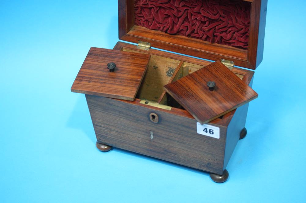 A 19th Century Rosewood tea caddy 21cm wide - Image 4 of 15