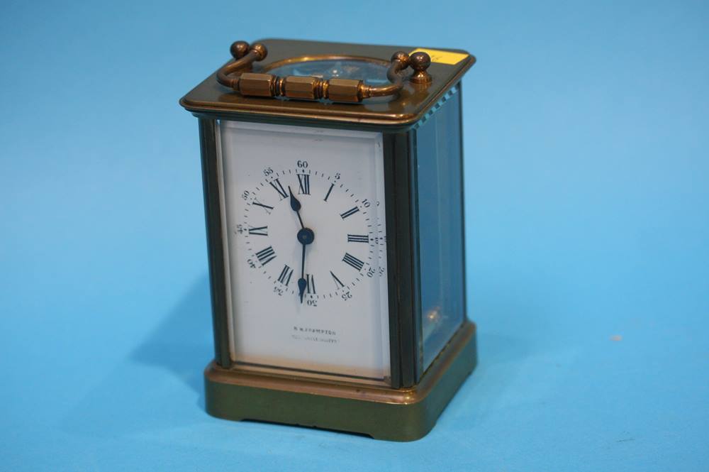 Brass carriage clock signed B.H Frampton Newcastle upon Tyne (A/F) - Image 6 of 10