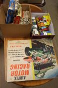 Assorted toys including airfix motor racing