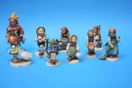 Nine various Hummel figures