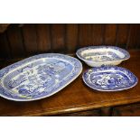 Blue and white meat plates and a dish