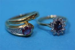 2 Ruby and diamond rings