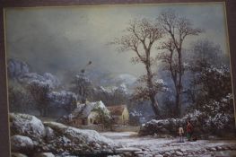 Tom Harper watercolour signed dated 1872 'Winter landscape' 23x31cm