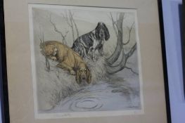George Vernon Stoker 1873-1954 Pair Dry Point Etchings signed 'Hunting Scenes' 27x31cm