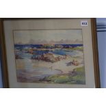 Phyllida Mead watercolour signed 'Mellon Udrigle Bay' 23x34cm (Bears label to verso)