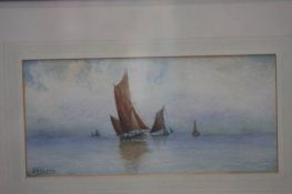 G.J.Wallace water colour signed 'Vessel on calm seas' 14x30cm