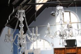 A near Pair of fire branch hanging chandeliers, 70cm height