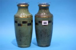 A Pair of Wumark of Germany metal ware vases with