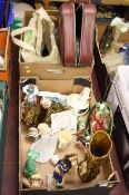 2 trays assorted including Royal Doulton, bowling balls etc.