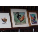 Phillip Knaggs watercolour signed Hens and two watercolours of cockerels