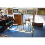 A Victorian brass 1/2 tester childs bed