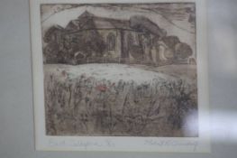 Robert Ro Greenhalf (1950) Pair etchings aquatint in colour signed 'East Guldeford' and St Thomas