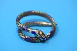 A Continental 935 standard enamelled snake bracelet