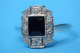 Art Deco diamond and sapphire ring