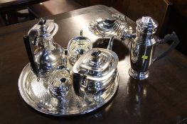 Silver plated tea set etc.