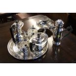 Silver plated tea set etc.