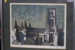 Norman Wade Two limited edition prints 'Old Elvet Bridge' and 'Durham Cathedral' 26x33cm