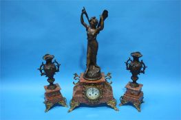 A 19th Century French Spelter and marble clock gar
