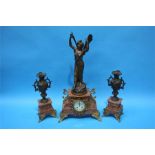 A 19th Century French Spelter and marble clock gar