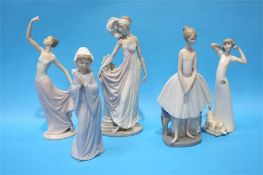 Five various Lladro and Nao figures