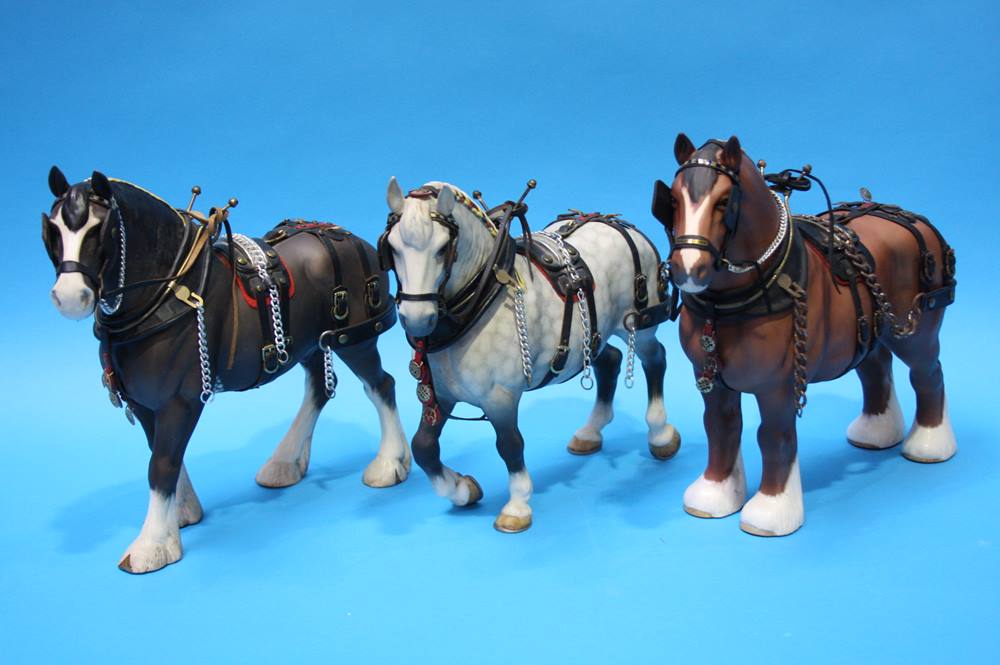 3 Beswick Shire horses