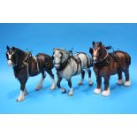 3 Beswick Shire horses