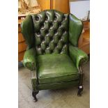 Green Chesterfield armchair