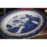 4 Blue and white meat plates