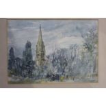 Watercolour Landscape with church 'Chatsworth'