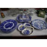 Assorted blue and white china