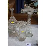 Nailsea type flask vase etc.