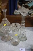 Nailsea type flask vase etc.