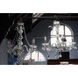 Pair clear glass chandeliers