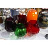 5 Colour glass vases