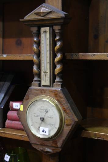 Barley twist oak cased barometer