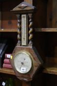 Barley twist oak cased barometer