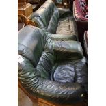 Green leather 3 piece suite