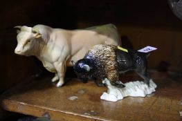 Beswick bull and a Hummel bison