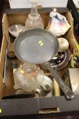 Tray of assorted including copper pan, Royal Doult