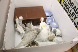 Box of assorted including NAO figurines, Royal Dou