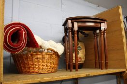 Nest of tables , vase, rug etc.