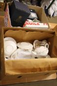 Tea set and a box of assorted china